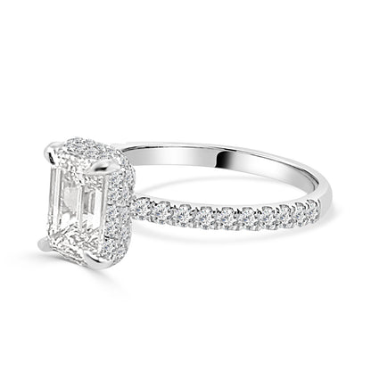 14 Karat White Gold Lab Diamond Emerald Shape Engagement Ring - 1.55 Carat