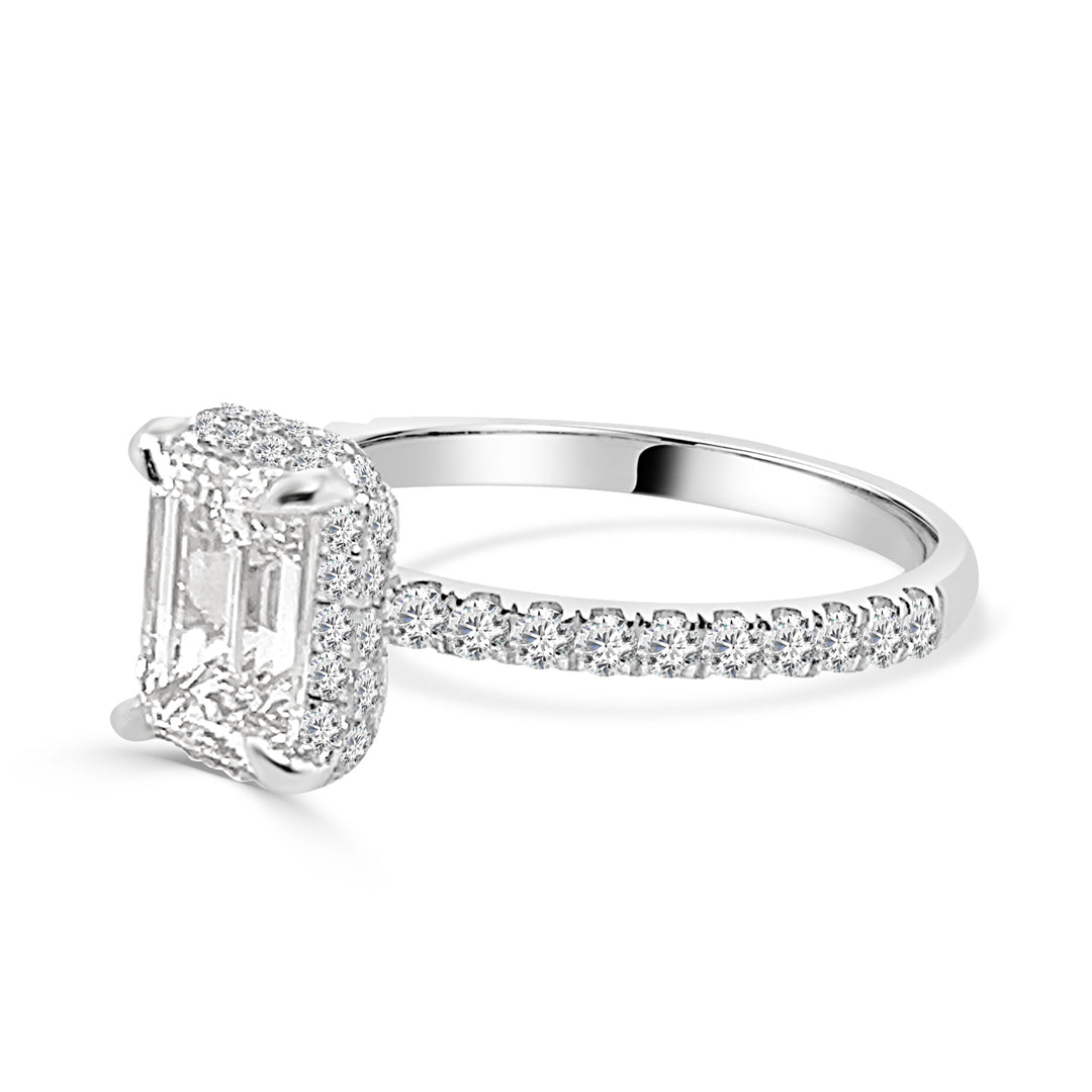 Captivating Emerald Cut Lab Diamond Engagement Ring in 14 Karat White Gold