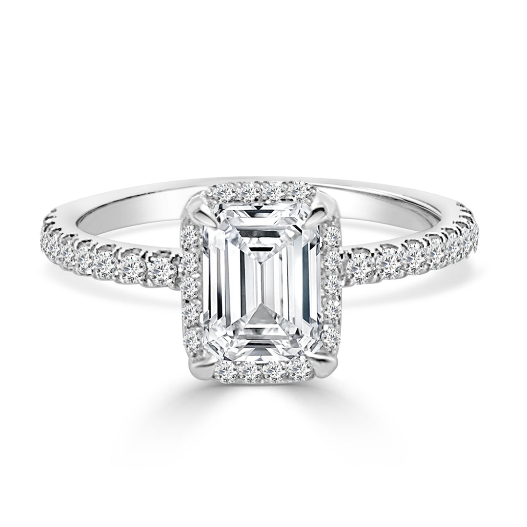 Captivating Emerald Cut Lab Diamond Engagement Ring in 14 Karat White Gold