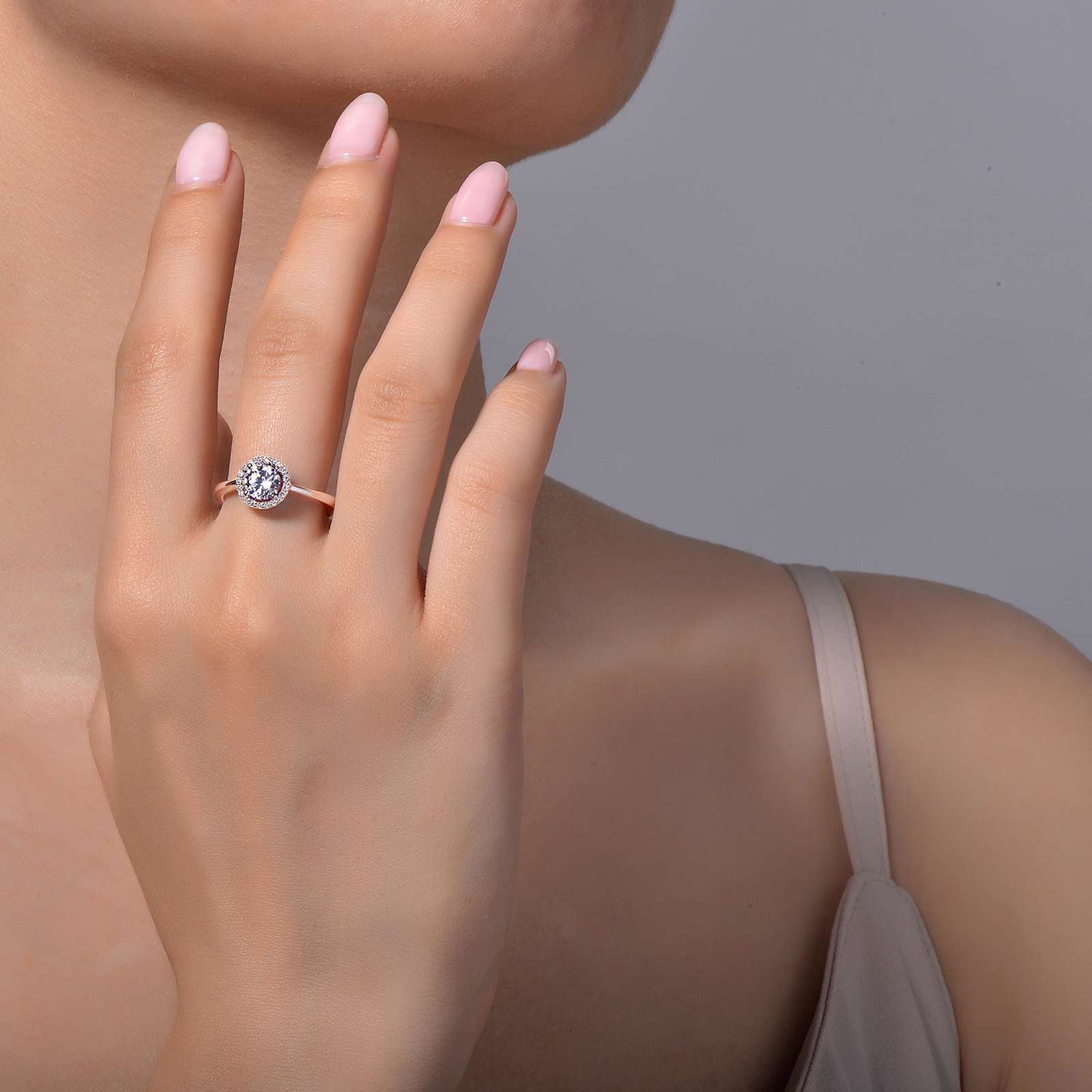 Lassaire Platinum Coated Sterling Silver April Birthstone Ring - 1.05 Carat