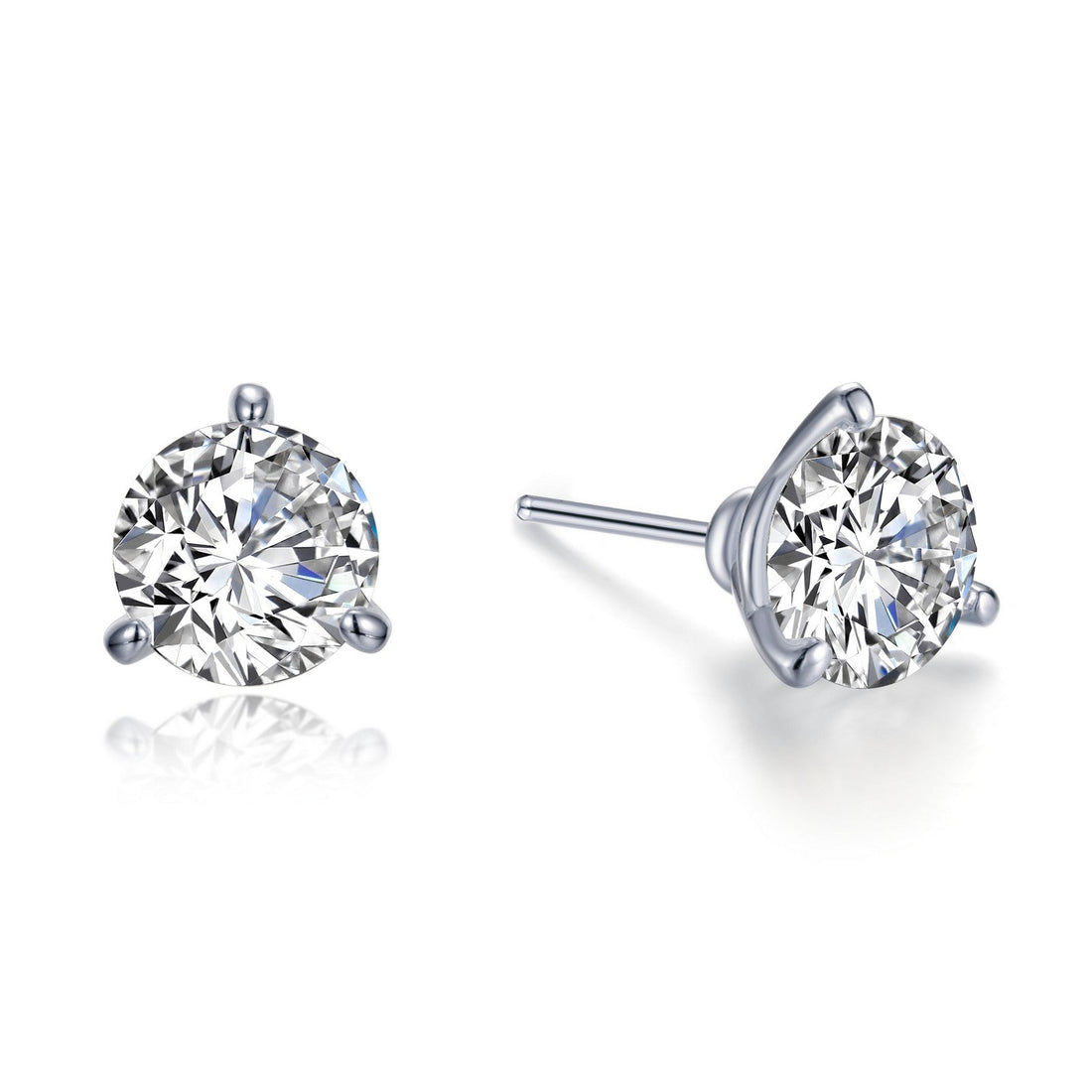 Sterling Silver Lassaire 4.00 Solitaire Studs in Martini Setting