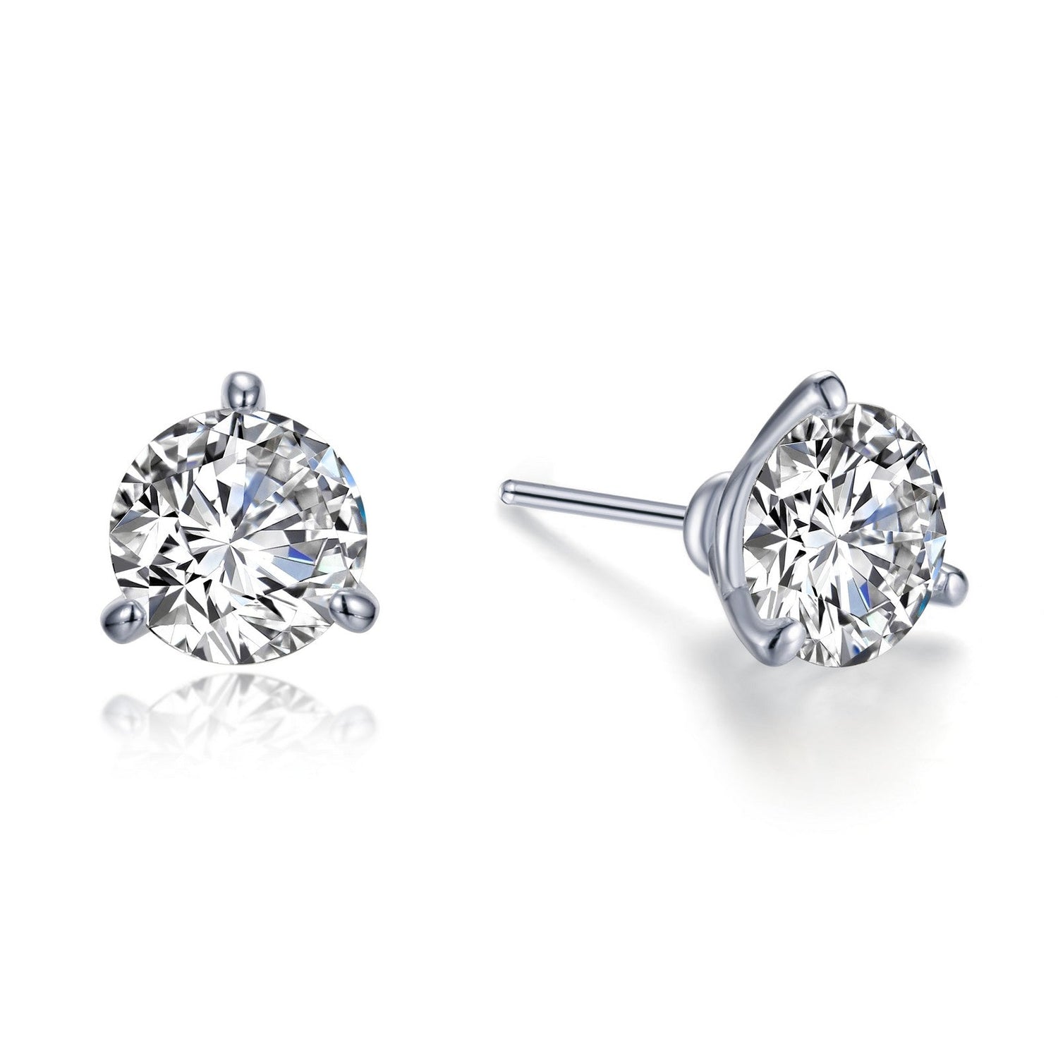Sterling Silver Lassaire 4.00 Solitaire Studs in Martini Setting