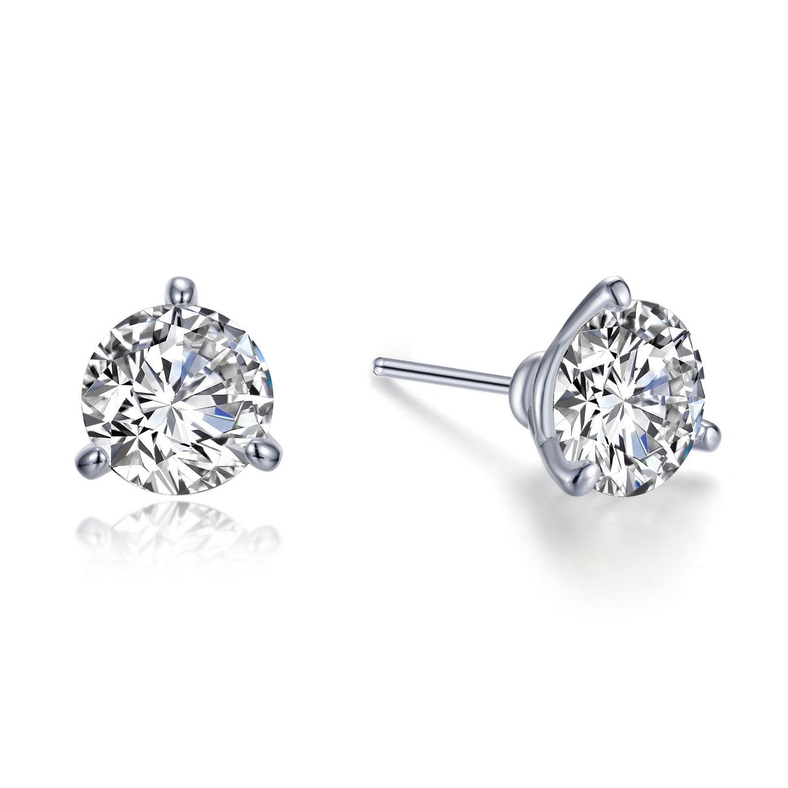 Sterling Silver Lassaire 4.00 Solitaire Studs in Martini Setting