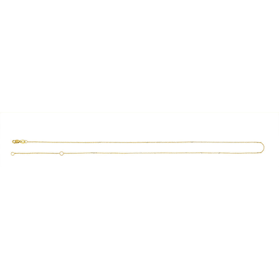 14 Karat Yellow Gold Adjustable Diamond Cut Cable Chain