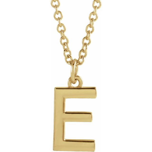 14 Karat Yellow Gold Initial E Necklace