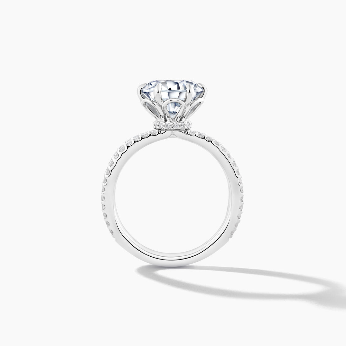 Platinum Split Shank Engagement Mounting with SMP 3-Row Diamond Bands