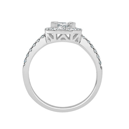 14K White Gold Mosaic Natural Diamond Engagement Ring - 0.50 Carat