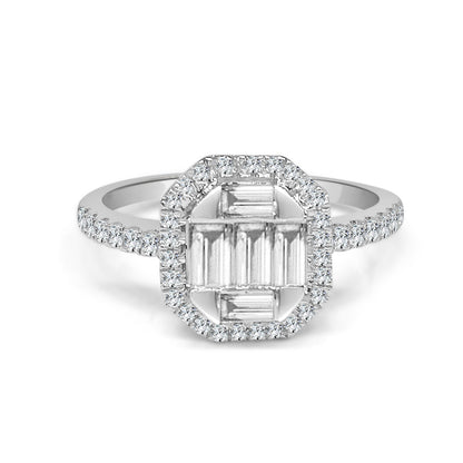 Mosaic Brilliance: 0.50 Carat Natural Diamond Engagement Ring in 14 Karat White Gold