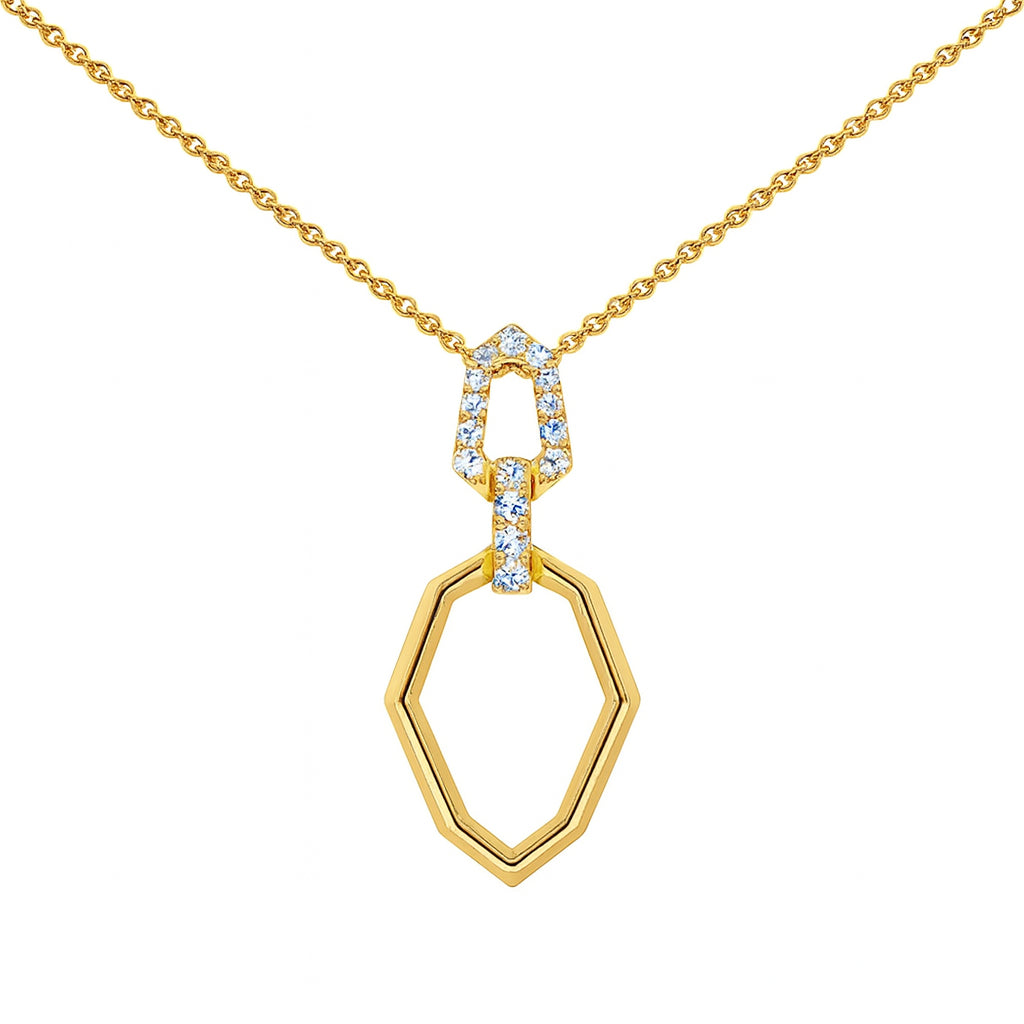 Geometric Round Natural Diamond Necklace in 14 Karat Yellow Gold (0.10 ct)