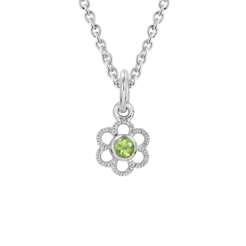 Flower Child Sterling Silver Peridot Necklace: Nature-inspired Shape & Elegance