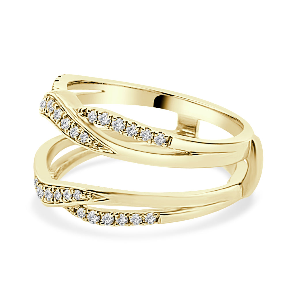 Sure! How about 14K Yellow Gold Bowed Twist Shank Diamond Wedding Band Guard - 0.33 ct Round Shape?