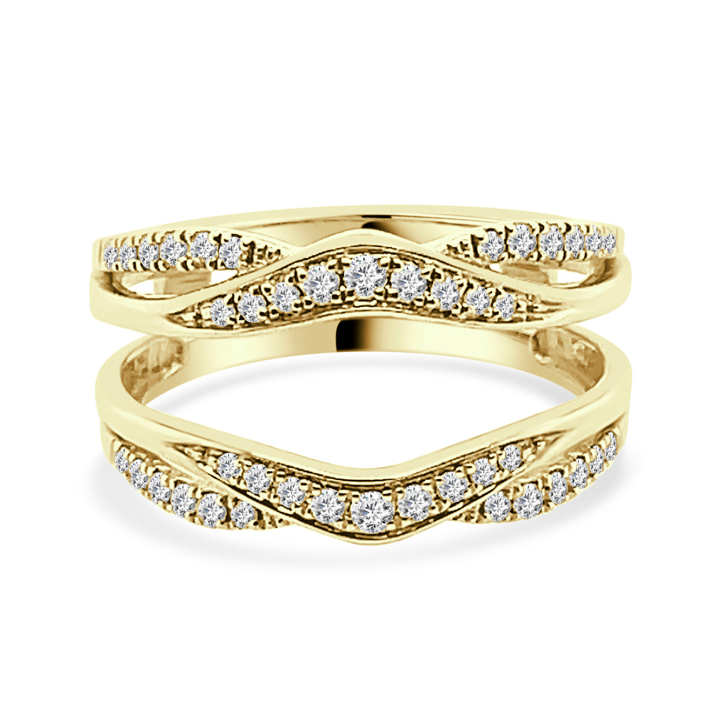 Sure! How about 14K Yellow Gold Bowed Twist Shank Diamond Wedding Band Guard - 0.33 ct Round Shape?