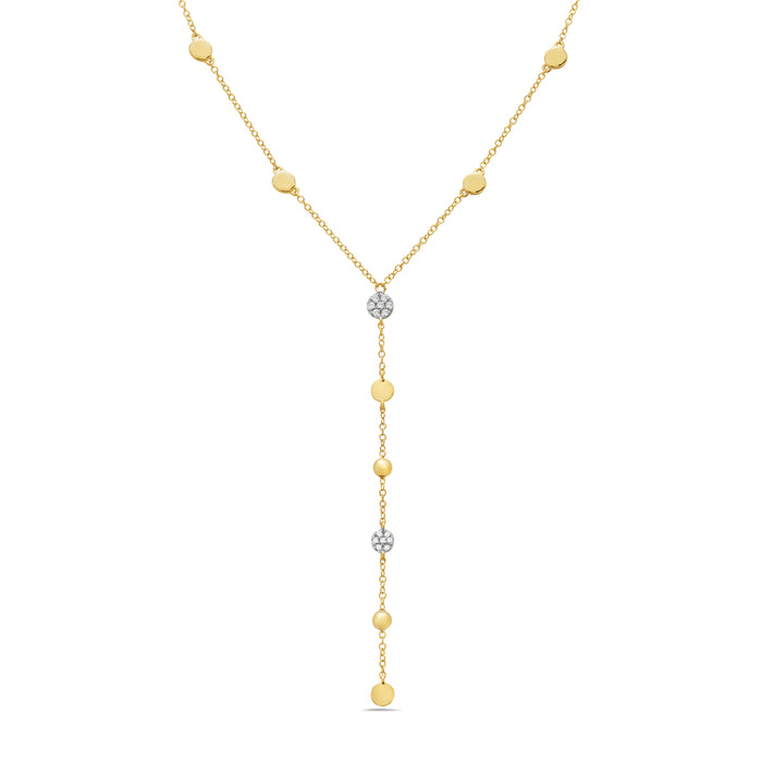 14K Yellow Gold Diamond Lariat Necklace - 0.06 ct Natural Diamond
