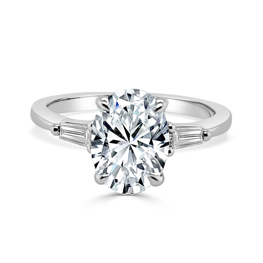 14k White Gold Oval Lab Diamond Engagement Ring - 1.76 Carats