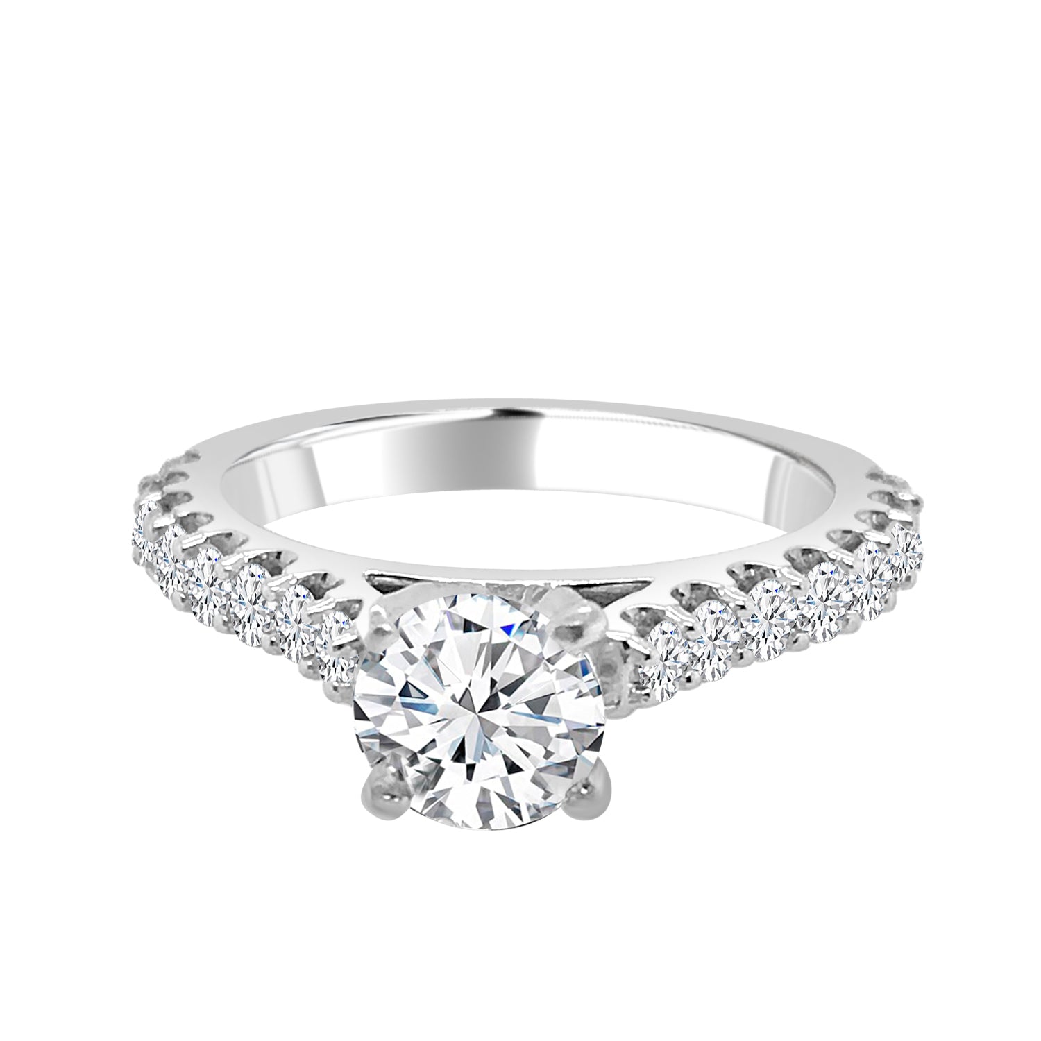 Elegant Raised 14 Karat White Gold Engagement Mounting