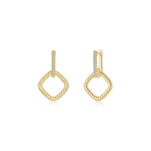 Sparkling Gemstone Drop Earrings - Celesta Cube Dangle in Gold Plated Sterling Silver