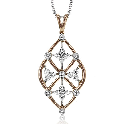 Fancy 18 Karat Two-Tone Necklace with Natural Diamond Accent - 0.44 Carat