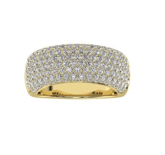 14 Karat Yellow Gold Wide Pave Wedding Band with Sparkling Natural Diamond Accents