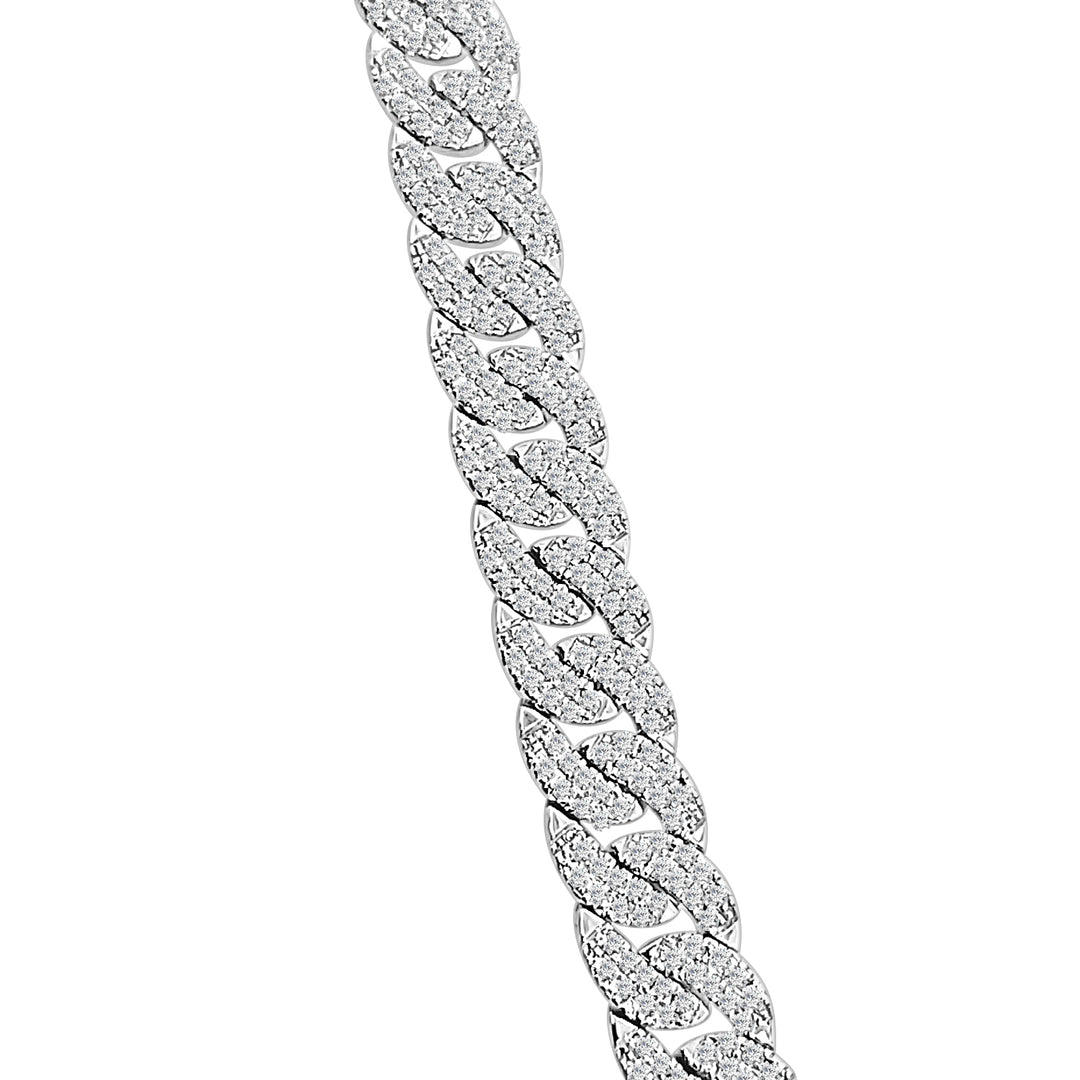 Dazzling Pave Link Bracelet in 14 Karat White Gold with Natural Diamond Accents