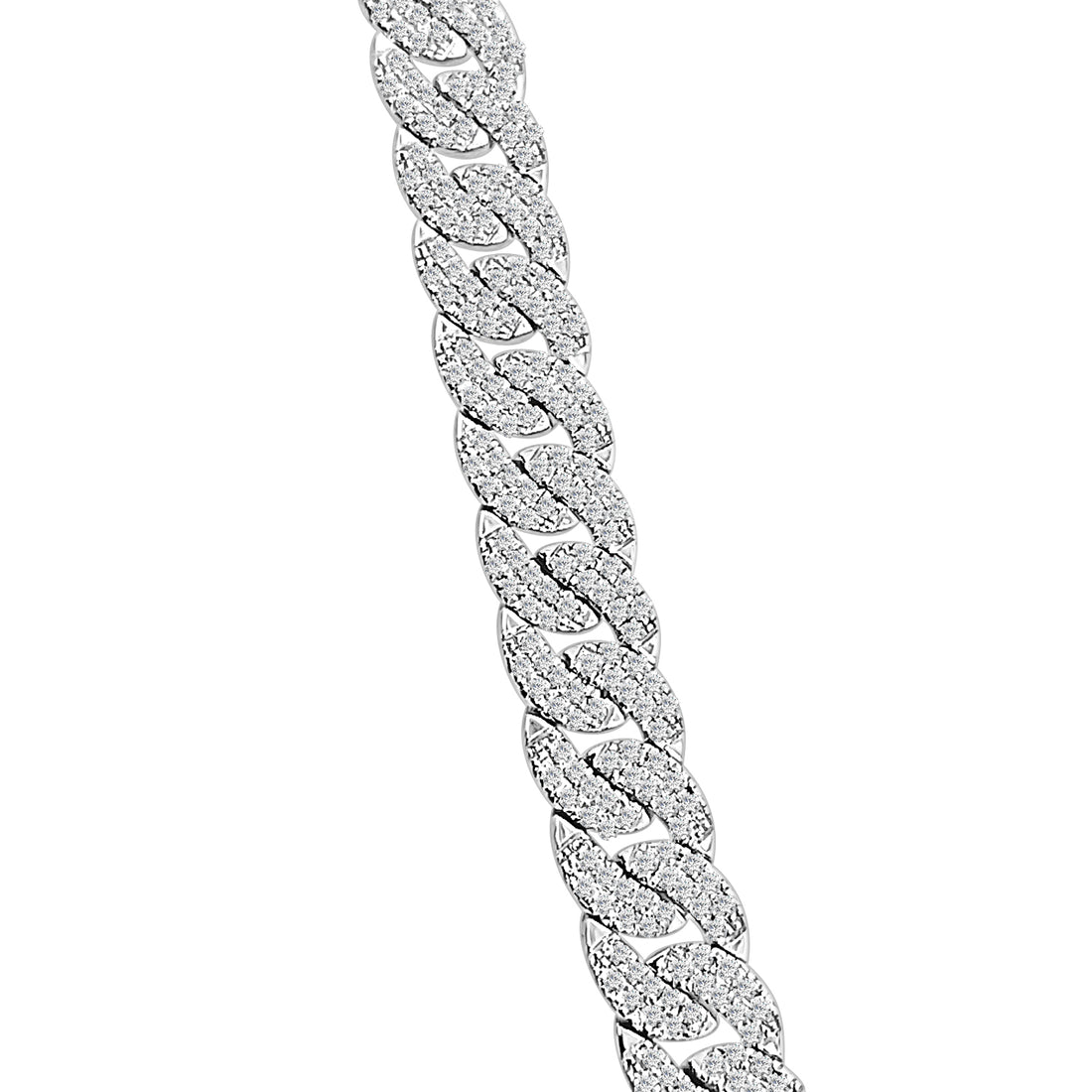 14K White Gold Pave Link Bracelet with 1.69 Carat Natural Diamond