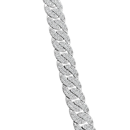 14K White Gold Pave Link Bracelet with 1.69 Carat Natural Diamond
