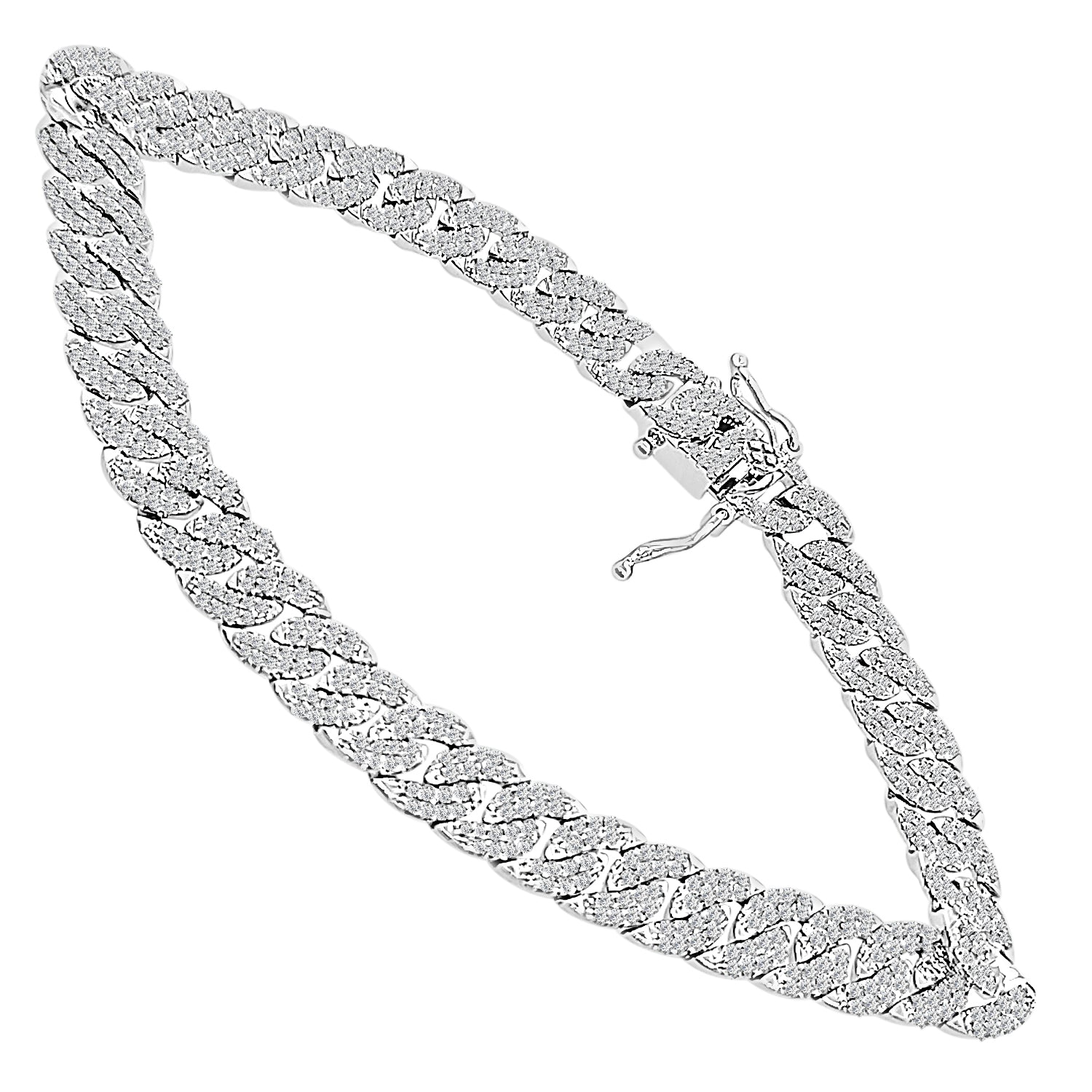 Dazzling Pave Link Diamond Bracelet in 14 Karat White Gold - 1.69 Total Carat Weight