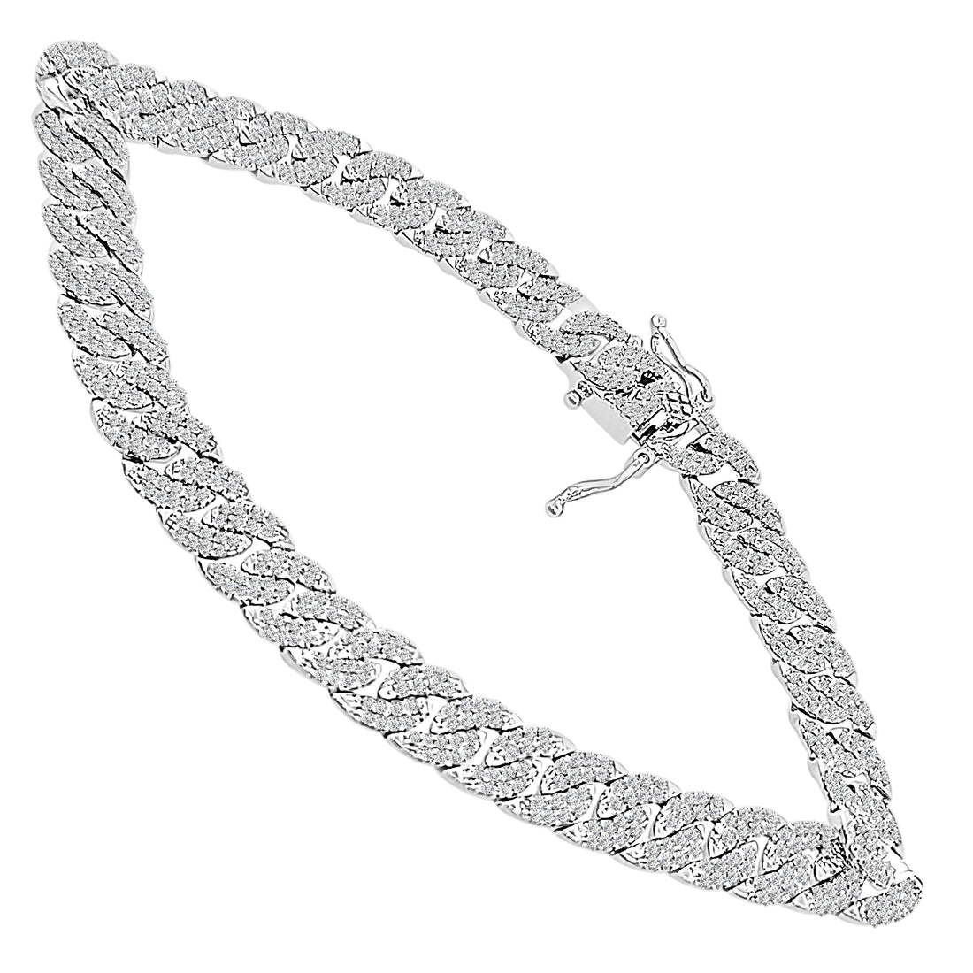 14K White Gold Pave Link Bracelet with 1.69 Carat Natural Diamond