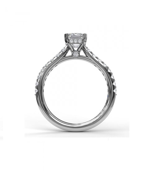 Dazzling Hidden Halo Emerald Engagement Mounting in 14 Karat White Gold