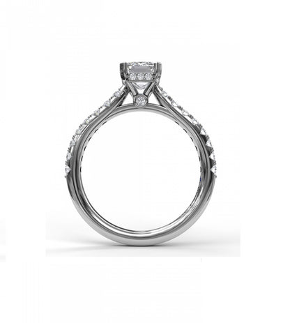Dazzling Hidden Halo Emerald Engagement Mounting in 14 Karat White Gold