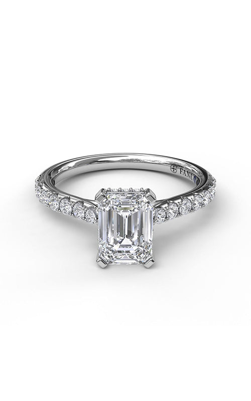 Dazzling Hidden Halo Emerald Engagement Mounting in 14 Karat White Gold