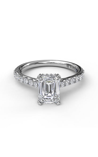 Dazzling Hidden Halo Emerald Engagement Mounting in 14 Karat White Gold