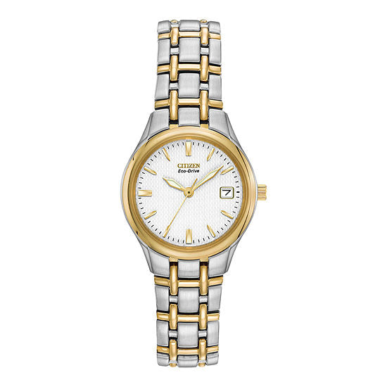 Citizen Ladies Stainless Steel Watch with White Dial and Date Display