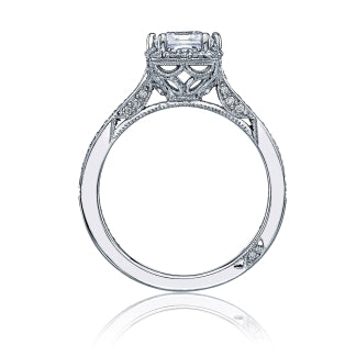 Glamorous 18 Karat White Gold Princess Shape Engagement Mounting with Cubic Zirconia