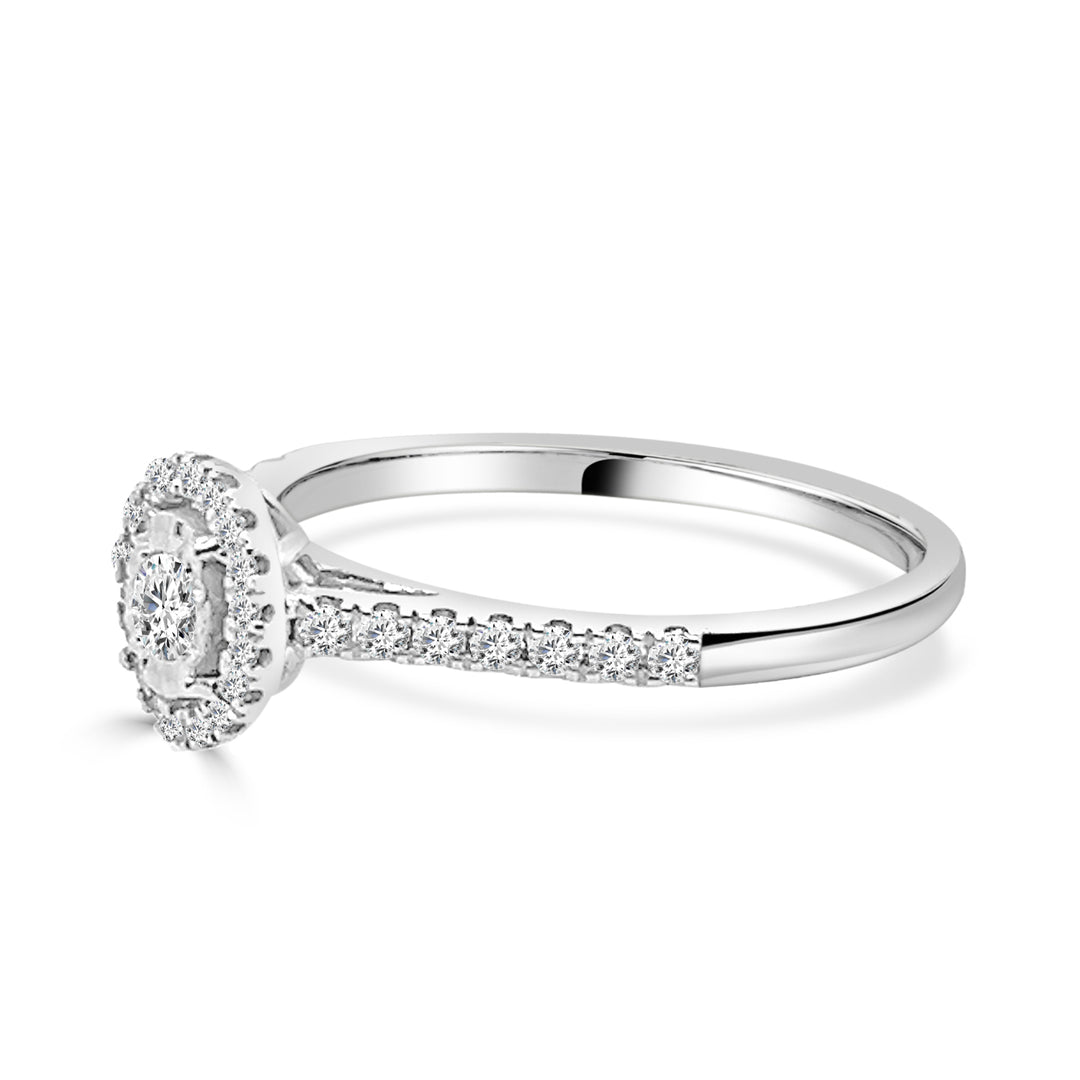 Dazzling Opulence: Oval Prong Set Engagement Ring in 14 Karat White Gold with Natural Diamond