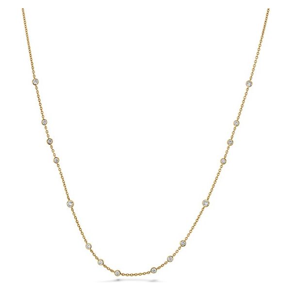 18K Yellow Gold Cascade Bezel Diamond Necklace - 0.75 Carat