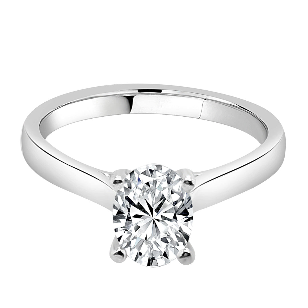 Oval Cubic Zirconia 14 Karat White Gold Engagement Mounting