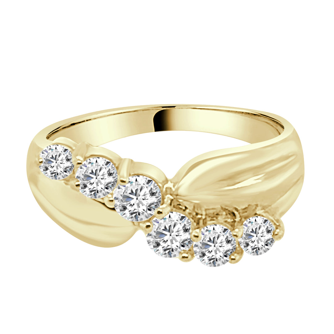 Six-Stone Cubic Zirconia Ring in 14 Karat Yellow Gold