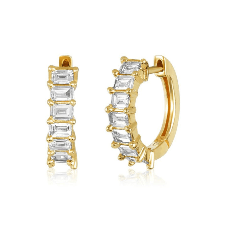 10 Karat Yellow Gold Baguette Natural Diamond Earrings (0.25 ct)