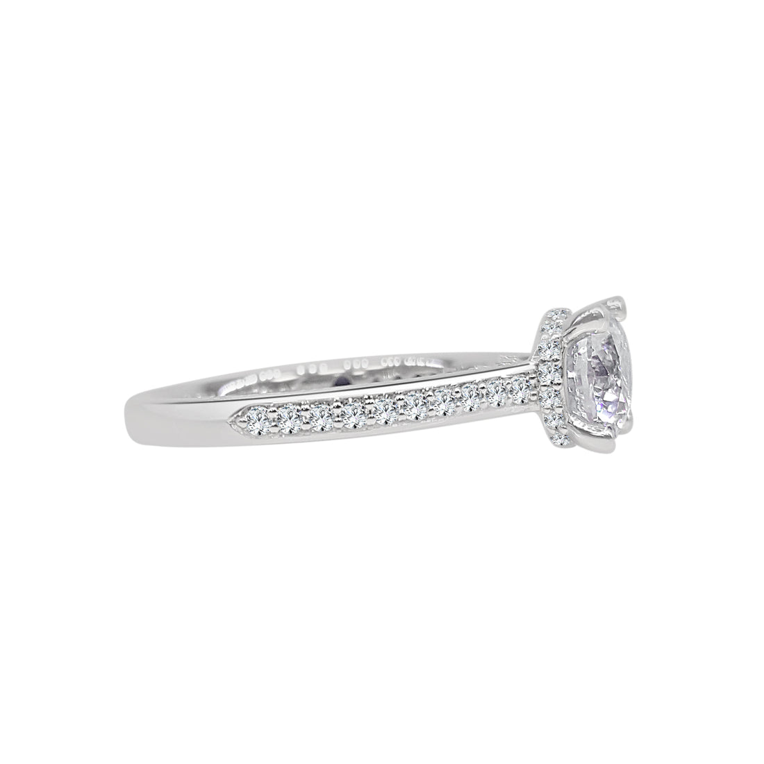 Sparkling Secrets: 14 Karat White Gold Engagement Mounting with a Hidden Halo