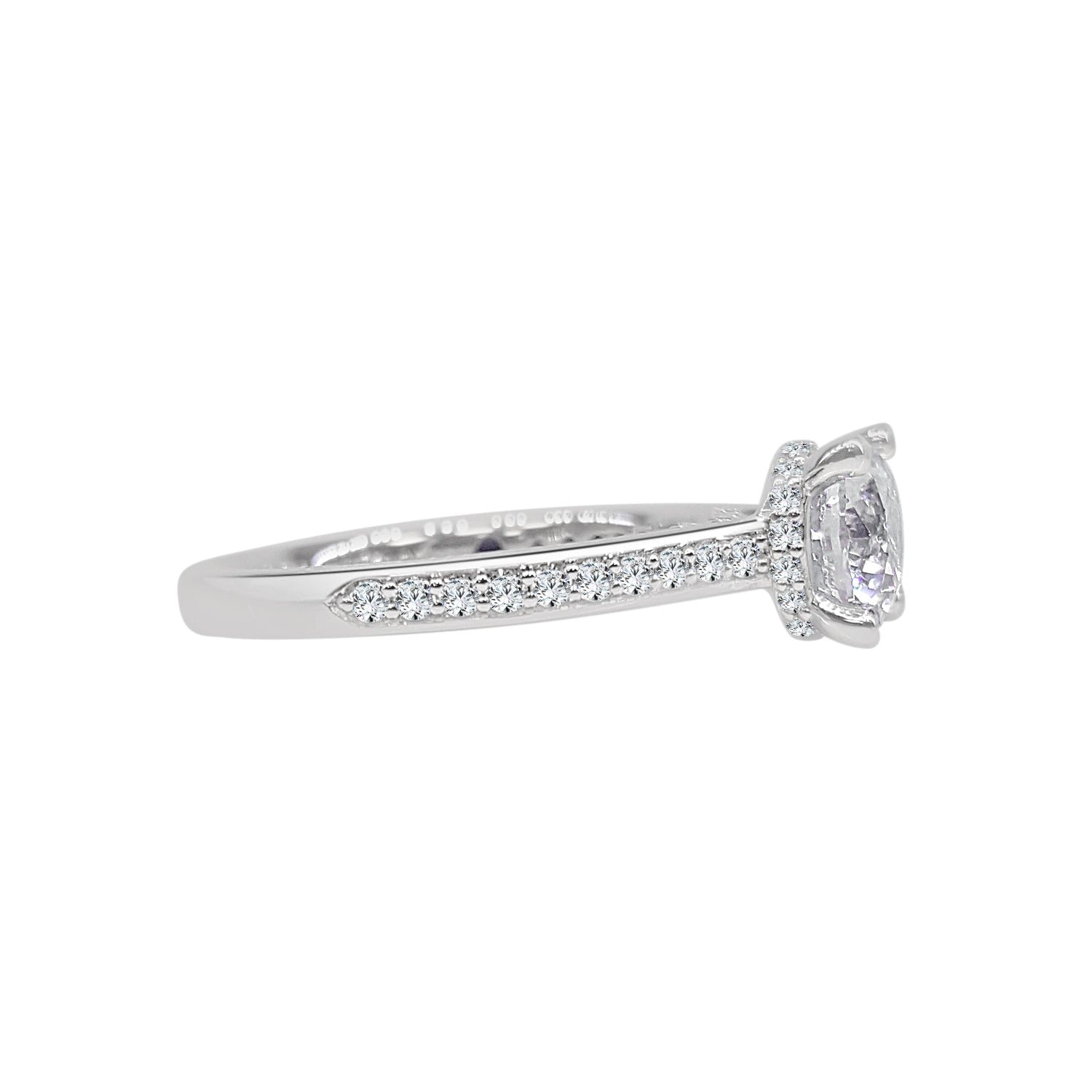 Elegant Hidden Halo 14 Karat White Gold Engagement Mounting