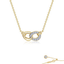 Gold Plated Sterling Silver Interlocking Circles Necklace with Lassaire Stones (0.42 ct)