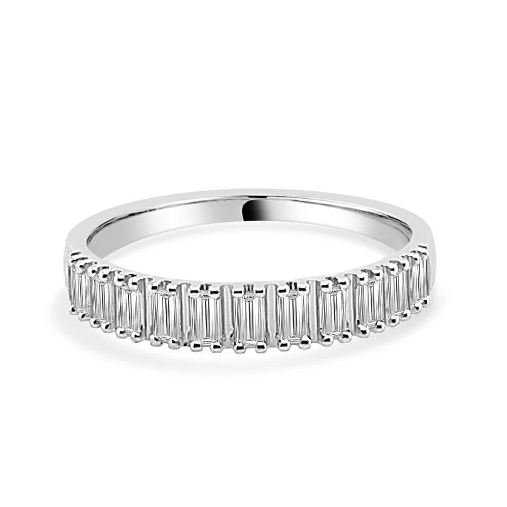 Baguette Diamond 14K White Gold Wedding Band - 0.25 Carat Natural Diamond Baguette Shape
