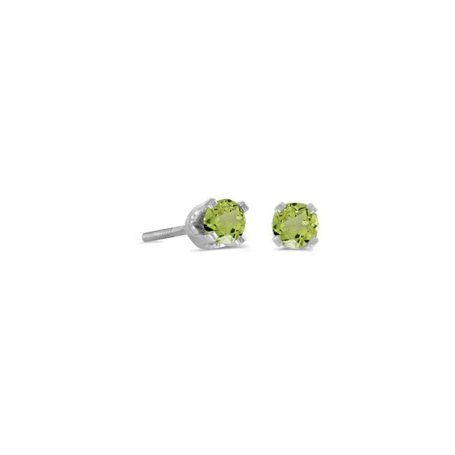 August Peridot Solitaire Studs in 14 Karat White Gold: Timeless Gemstone Elegance