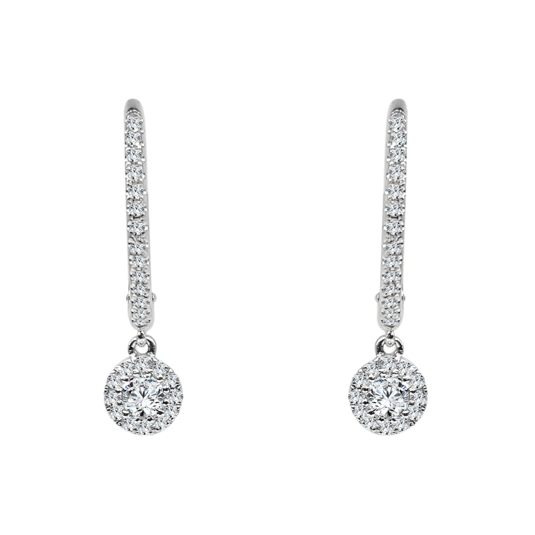 Stunning 14 Karat White Gold Earrings with Natural Diamond 0.30