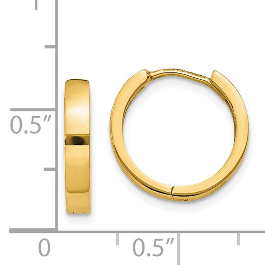 Stylish Round Hinged Hoop Earrings in 14 Karat Yellow Gold