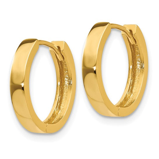 Stylish Round Hinged Hoop Earrings in 14 Karat Yellow Gold