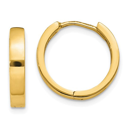 Stylish Round Hinged Hoop Earrings in 14 Karat Yellow Gold