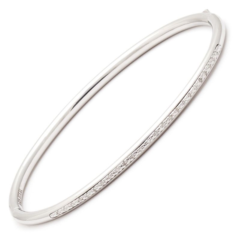 Sure, how about Stainless Steel Silver Prong Set Hinge Bangle with Natural Diamond 0.10ct?