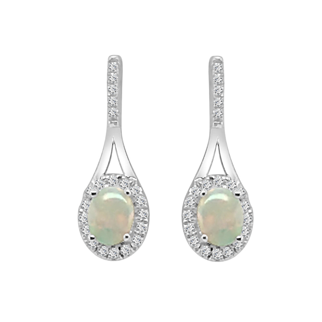 14 Karat White Gold Opal Earrings - 0.38 Carats