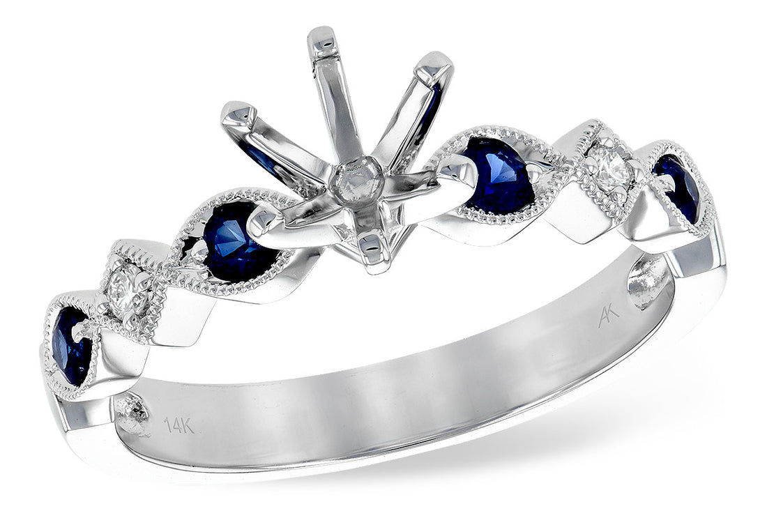 14K White Gold Blue Sapphire Round Shape 0.20ct Engagement Mounting